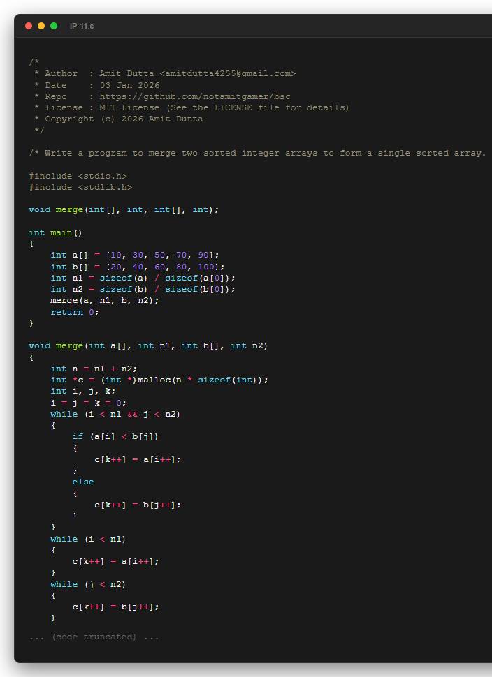 Write a program to merge two sorted integer arrays to form a single sorted array.